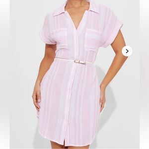 Pink Striped Button-Down Dress